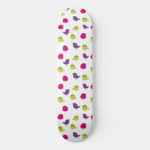 Cute colourful birds skateboard