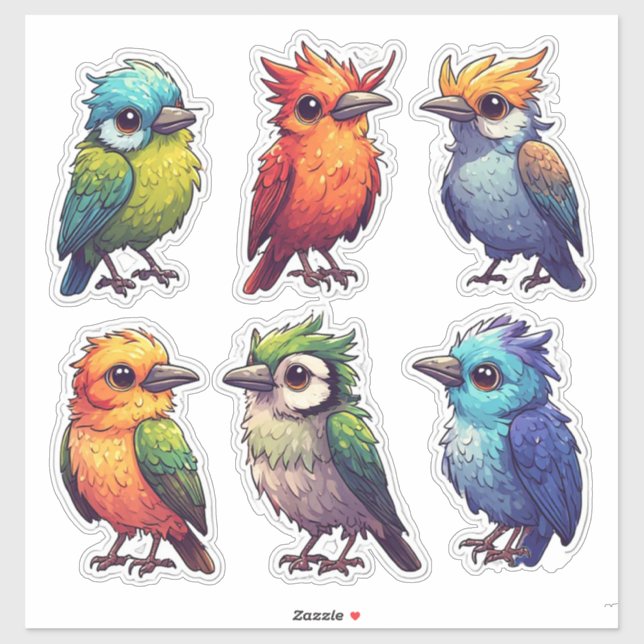 Cute Colourful Birds Sticker Pack For Kids 🐦 (Sheet)