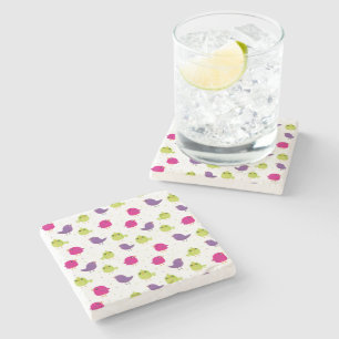 Cute colourful birds  stone coaster