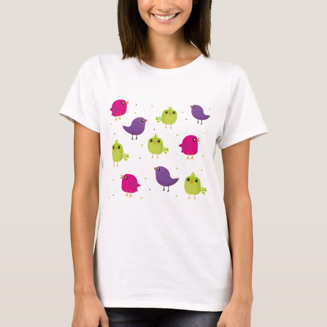 Cute colourful birds  T-Shirt (Front)
