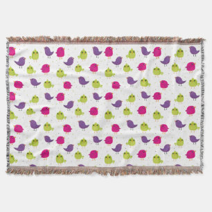 Cute colourful birds   throw blanket
