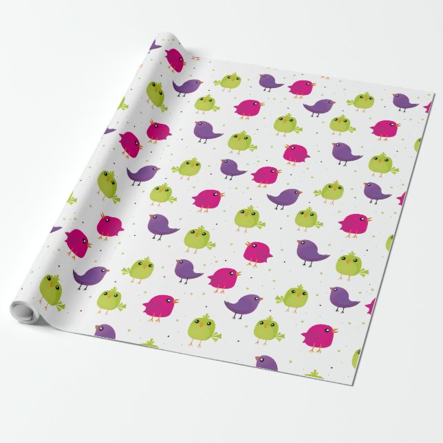 Cute colourful birds  wrapping paper (Unrolled)