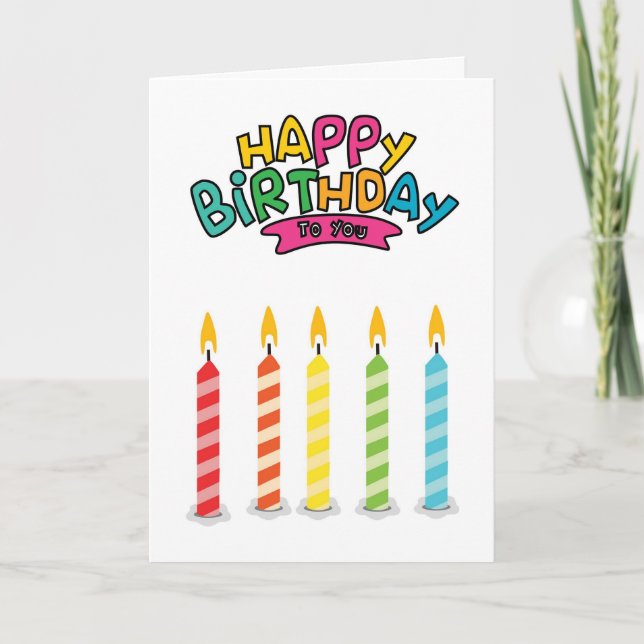 Cute Colourful Birthday Candles Greeting Card (Front)