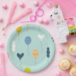 Cute Colourful Birthday Party Balloon Pattern Paper Plate