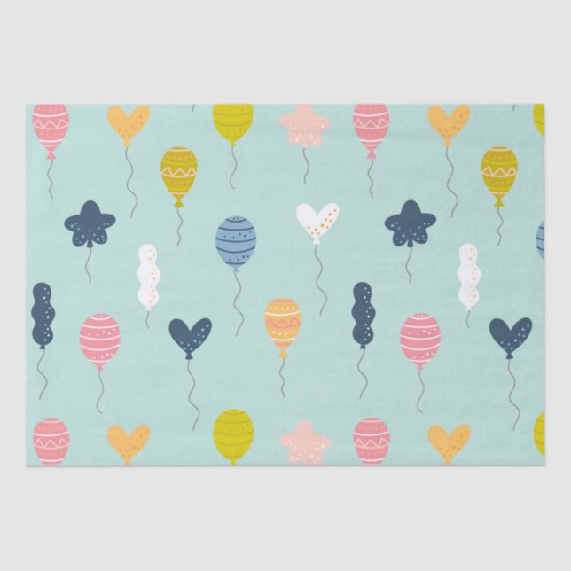 Cute Colourful Birthday Party Balloon Pattern Tissue Paper (Front)