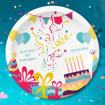 Cute Colourful Birthday Party Custom Text Paper Plate<br><div class="desc">Customise the text, and easily create your personalised birthday party paper plate. Click EDIT, then select a text, to change the text colour. You can also TRANSFER this DESIGN on other Zazzle products and adjust it to fit most Zazzle items. Thank you for choosing our designs and stopping by the...</div>