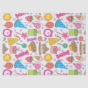 Cute Colourful Birthday Symbols Pattern Tissue Paper