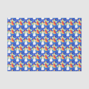 Cute Colourful Blessing Angels Blue Sky Watercolo Tissue Paper