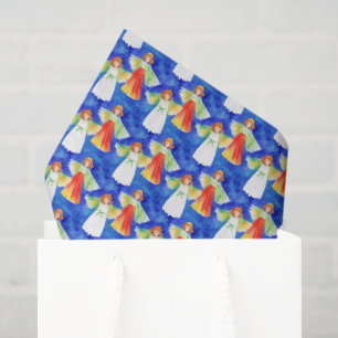 Cute Colourful Blessing Angels Blue Sky  Watercolo Tissue Paper
