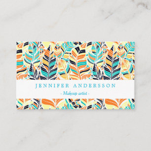 Cute colourful boho leaves pattern business card