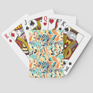 Cute colourful boho leaves pattern playing cards