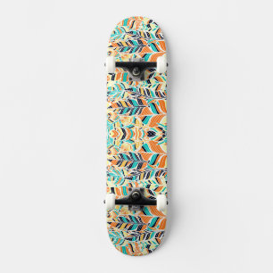 Cute colourful boho leaves pattern skateboard