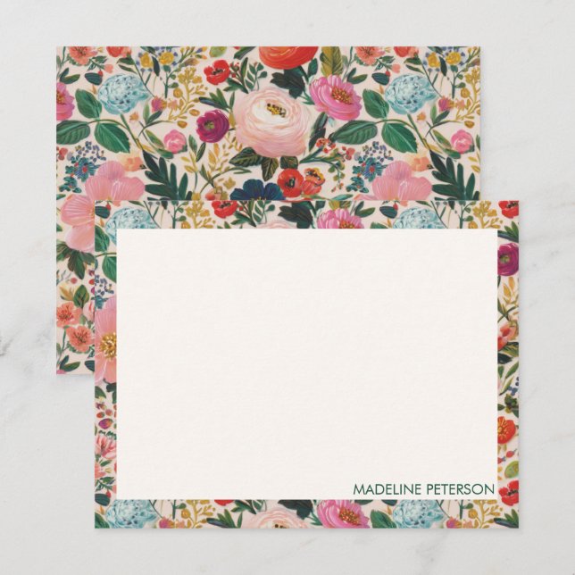 Cute Colourful Botanical Flowers Card (Front/Back)