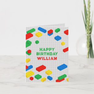 Cute Colourful Bricks Building Blocks Kids Birthda Card