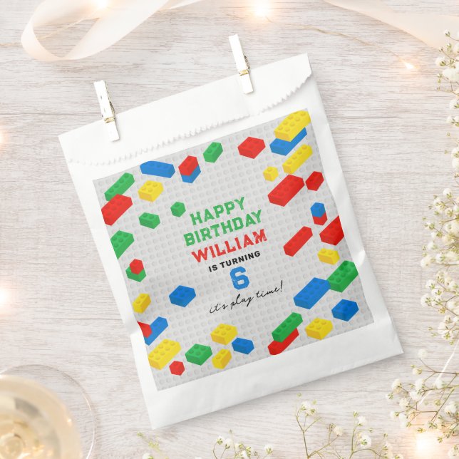 Cute Colourful Bricks Building Blocks Kids Birthda Favour Bags (Clipped)