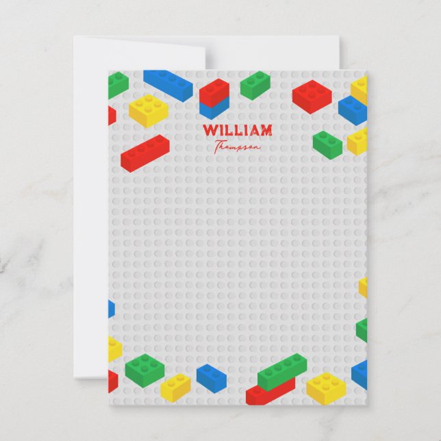 Cute Colourful Bricks Building Blocks Kids  Card (Front)