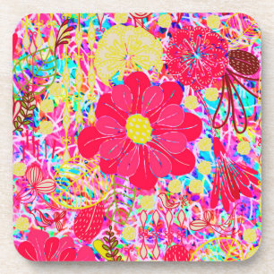 Cute colourful bright flowers coaster