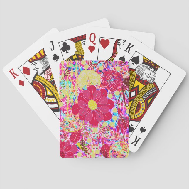 Cute colourful bright flowers playing cards (Back)