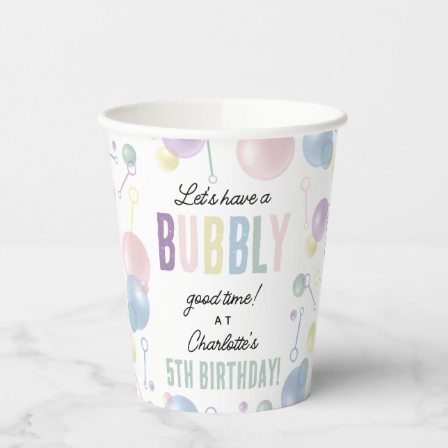 Cute Colourful Bubble Kids Birthday Party Paper Cups (Left)