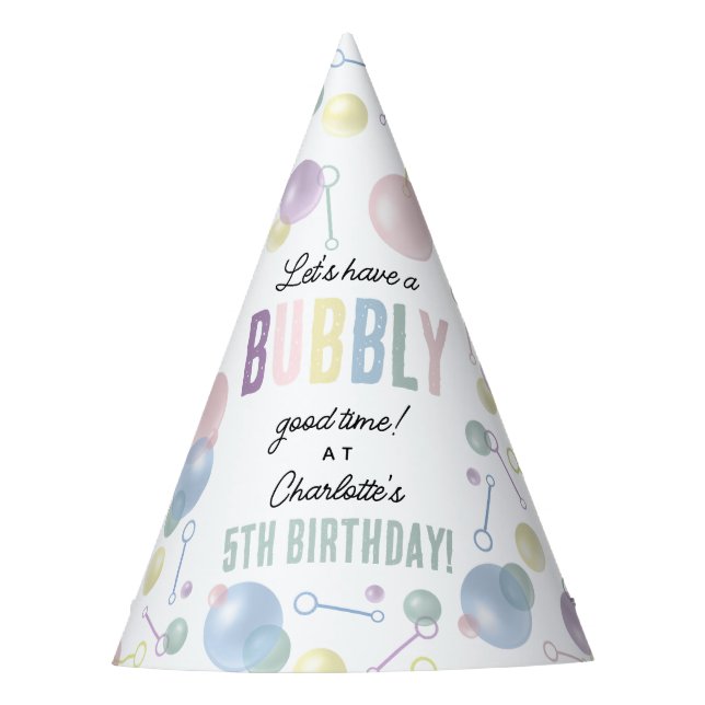 Cute Colourful Bubble Kids Birthday Party Party Hat (Front)