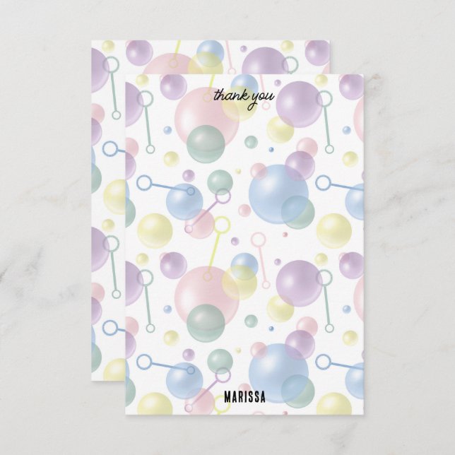 Cute Colourful Bubble Kids Birthday Party Thank You Card (Front/Back)