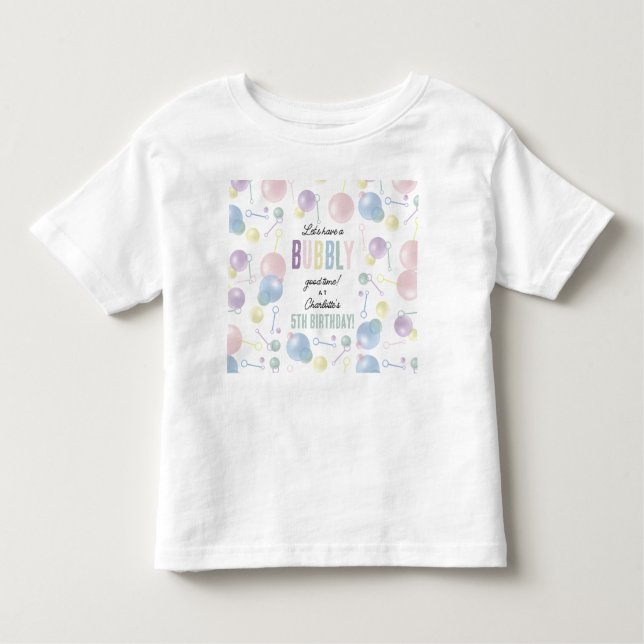 Cute Colourful Bubble Kids Birthday Party Toddler T-Shirt (Front)