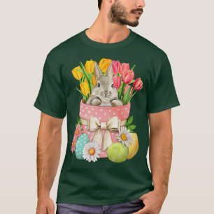 Cute Colourful Bunny Face Tie Dye red Heart flower T-Shirt