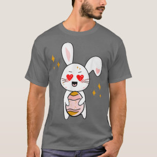Cute Colourful Bunny Face Tie Dye Red Heart Flower T-Shirt