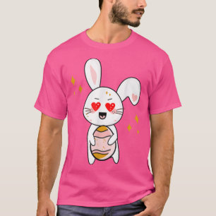 Cute Colourful Bunny Face Tie Dye Red Heart Flower T-Shirt