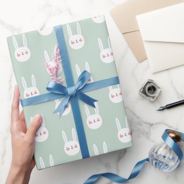Cute Colourful Bunny White Rabbit Pastel Colour Wrapping Paper (Gifting)