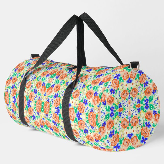 Cute colourful butterflies roses patterns duffle bag (Left Corner)
