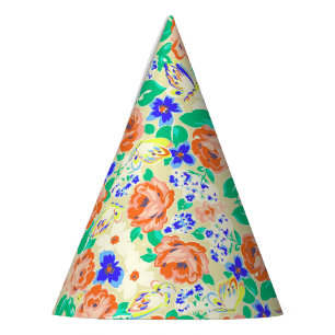 Cute colourful butterflies roses patterns party hat