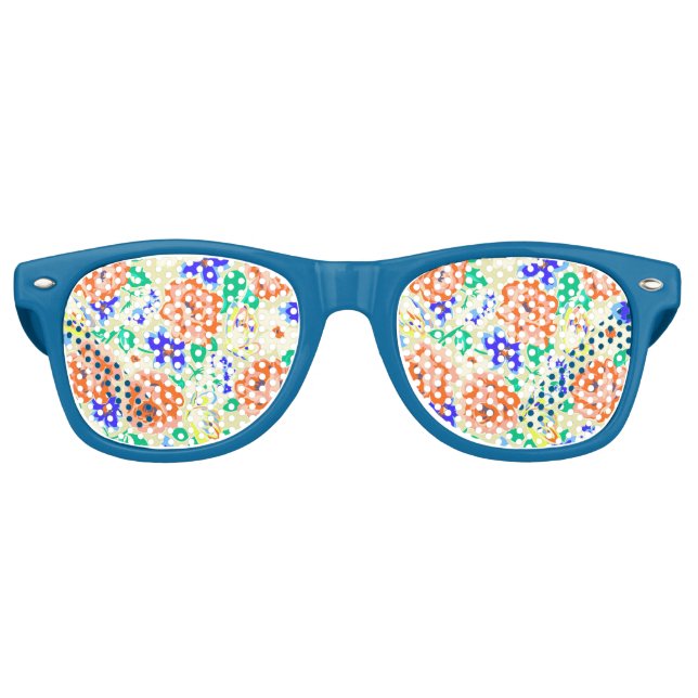 Cute colourful butterflies roses patterns retro sunglasses (Front)