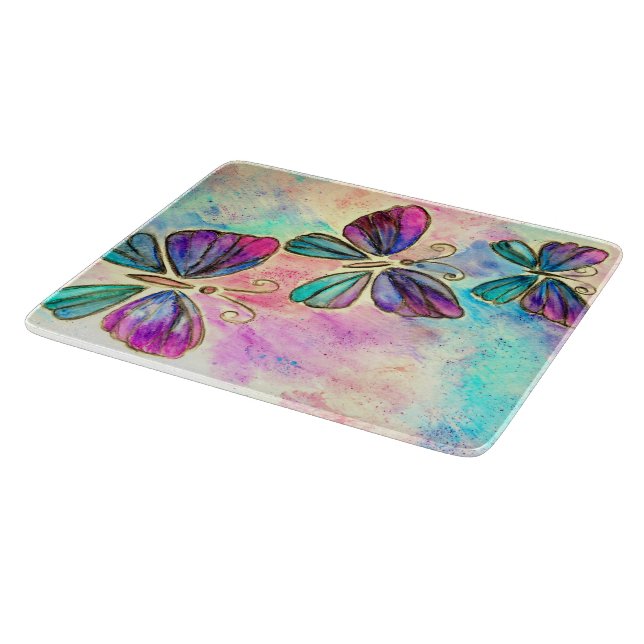Cute Colourful Butterflies - Watercolor Art Cutting Board (Corner)