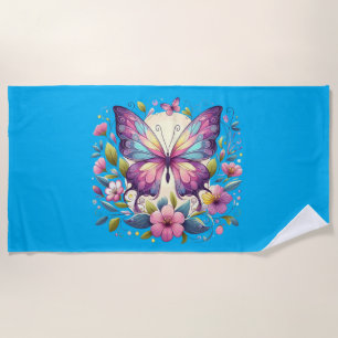 Cute, colourful butterfly beach towel