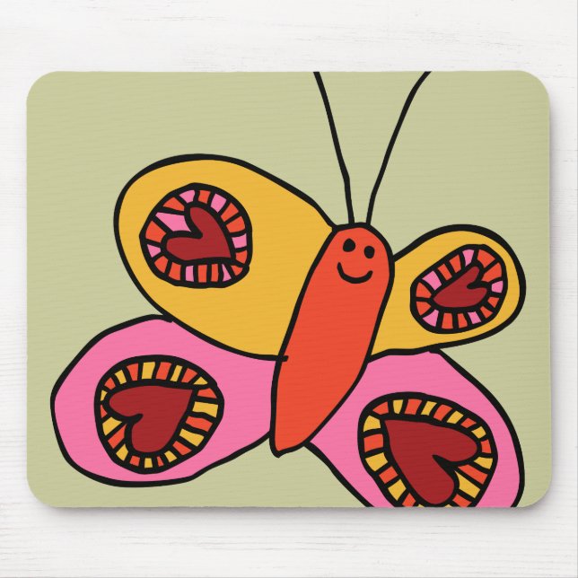 Cute Colourful Butterfly Cartoon Mouse Pad (Front)