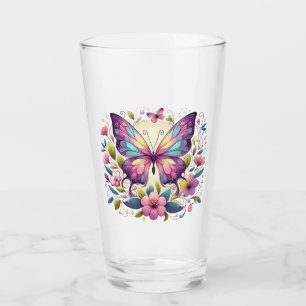 Cute, colourful butterfly  glass