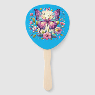 Cute, colourful butterfly hand fan
