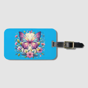 Cute, colourful butterfly luggage tag