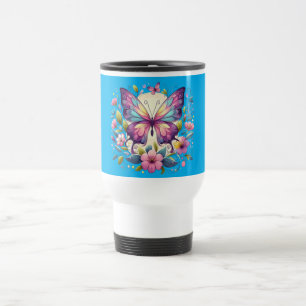 Cute, colourful butterfly travel mug