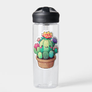 Cute Colourful Cactus in a Pot  Water Bottle