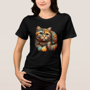 Cute Colourful Calico Cat  Tri-Blend Shirt
