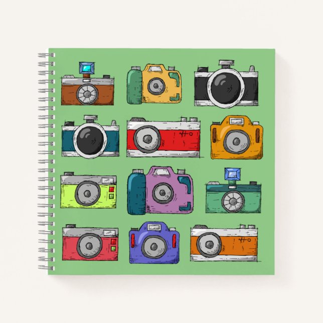 Cute colourful cameras artwork for kids Sketch Notebook (Front)