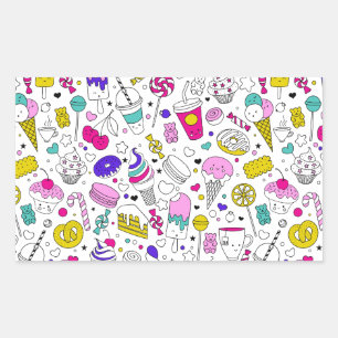 Cute Colourful Candy Sweet Pattern Rectangular Sticker