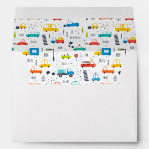 Cute Colourful Car Traffic Pattern Envelope