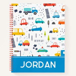 Cute Colourful Car Traffic Pattern Notebook