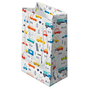 Cute Colourful Car Traffic Pattern Small Gift Bag