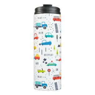 Cute Colourful Car Traffic Pattern Thermal Tumbler