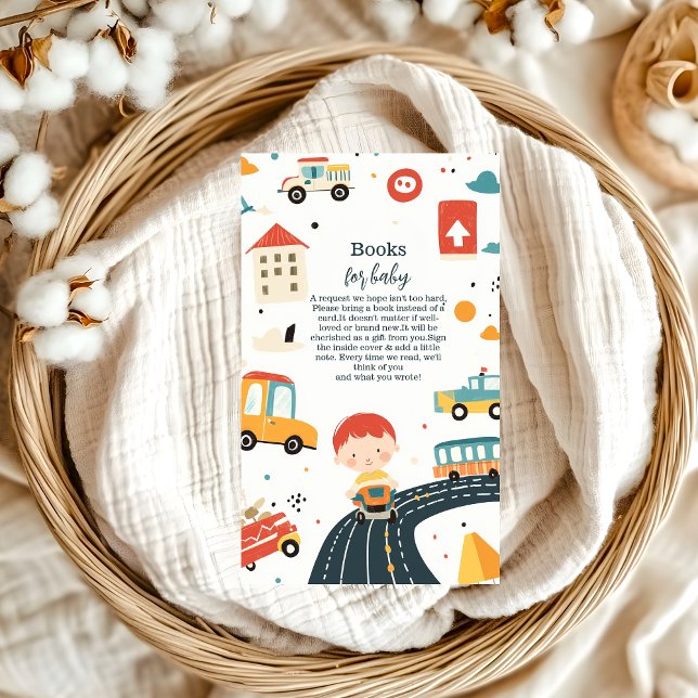 Cute Colourful Cars Boy Baby Shower Books for Baby Enclosure Card (Creator Uploaded)