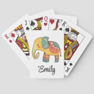 Cute colourful cartoon elephant decoration playing cards